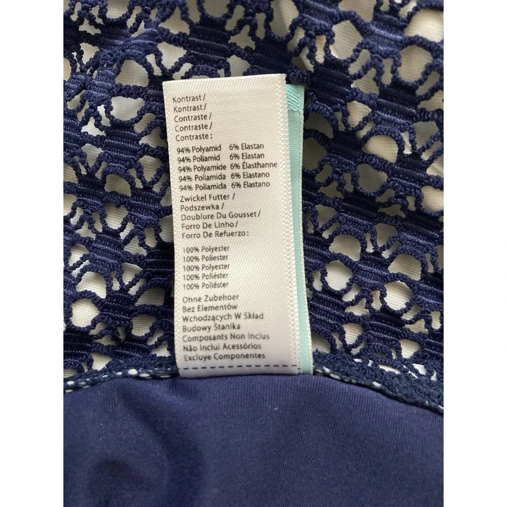 Panache Bikini Swim Bottom Crochet Skirted Blue Size Large‎ Summer Boho Festival